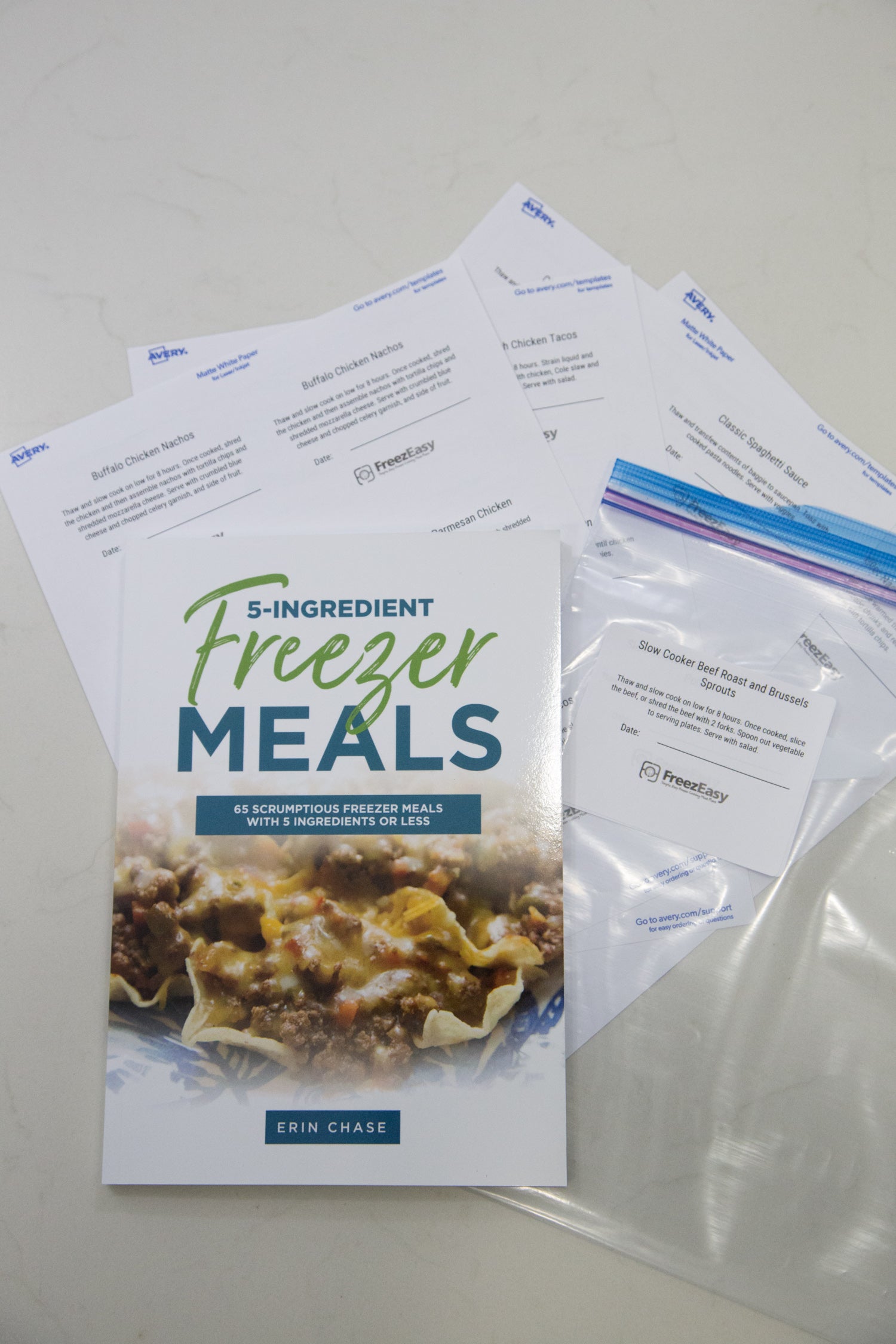 Book & Labels Kit for 5-Ingredient Freezer Meals - Erin Chase Store
