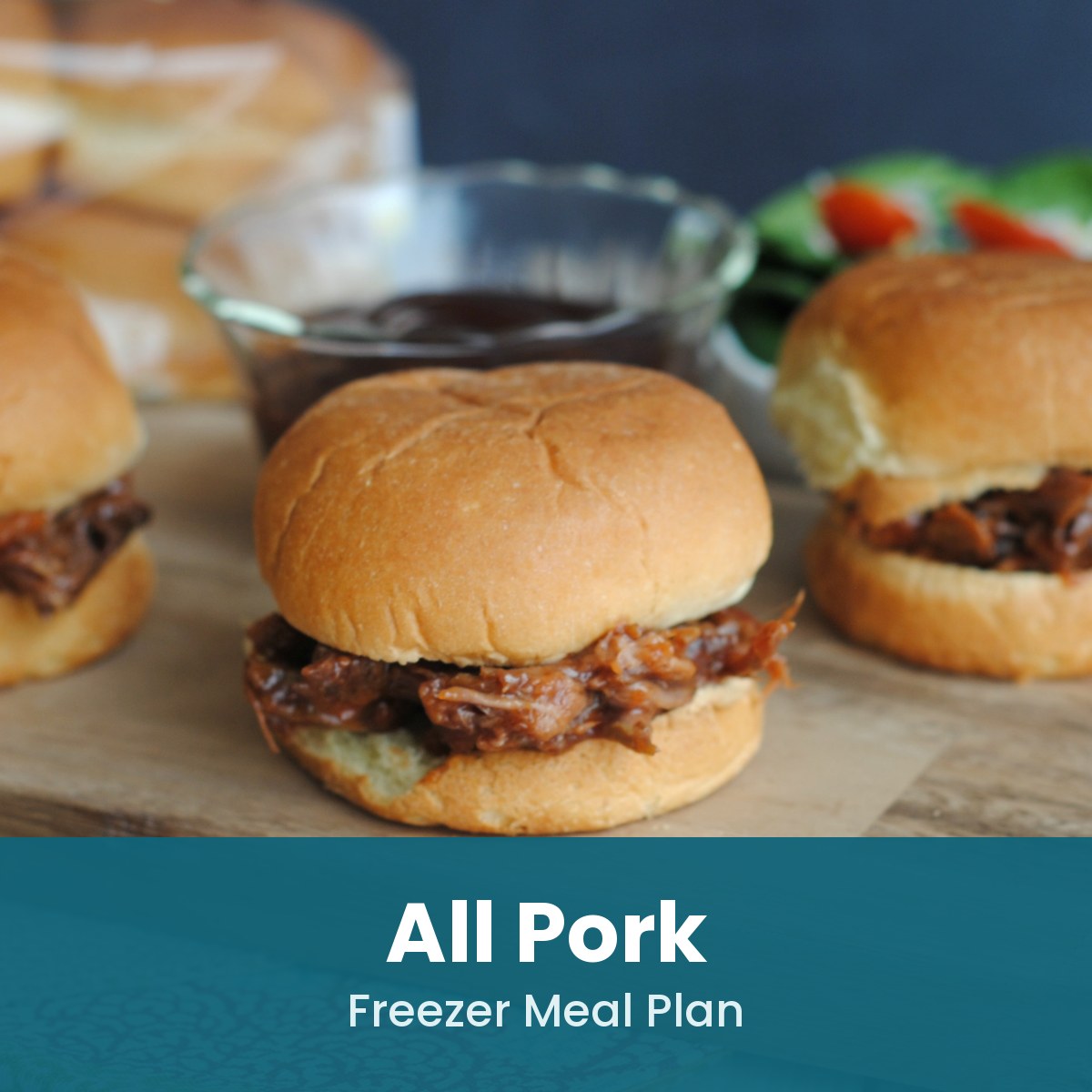 All Pork freezer meal plan: BBQ pulled pork sliders on soft buns