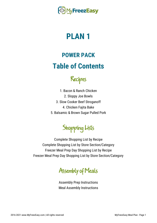 POWER PACK: 12 Months of Budget Freezer Meal Plans