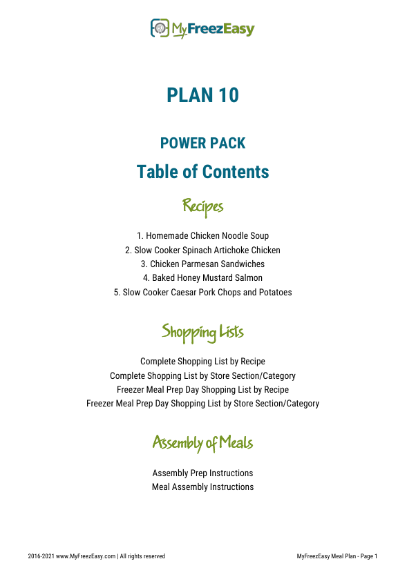POWER PACK: 12 Months of Budget Freezer Meal Plans