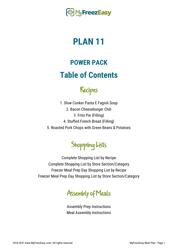 POWER PACK: 12 Months of Budget Freezer Meal Plans
