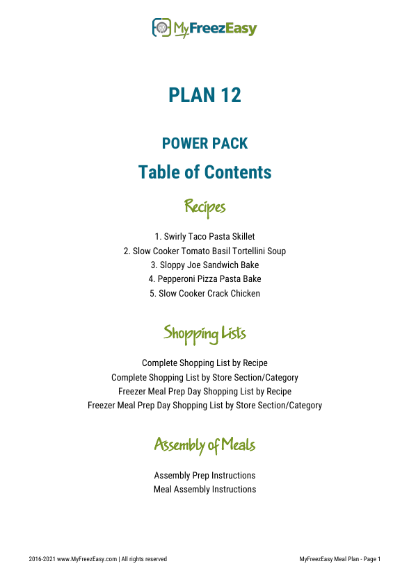 POWER PACK: 12 Months of Budget Freezer Meal Plans