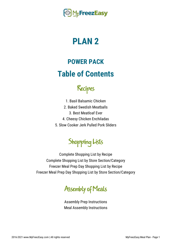 POWER PACK: 12 Months of Budget Freezer Meal Plans