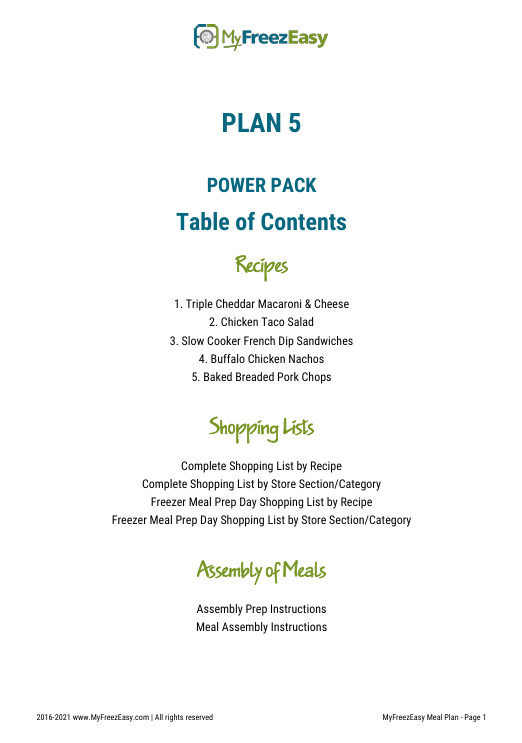 POWER PACK: 12 Months of Budget Freezer Meal Plans