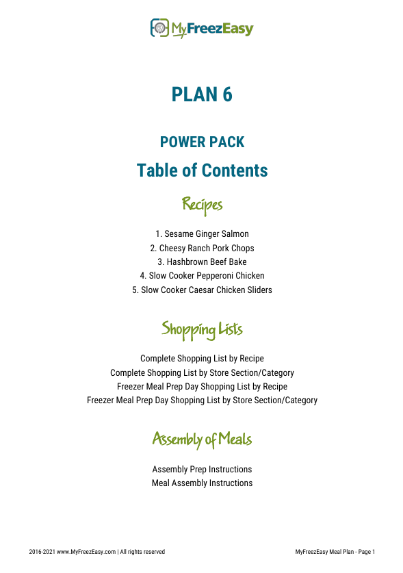 POWER PACK: 12 Months of Budget Freezer Meal Plans