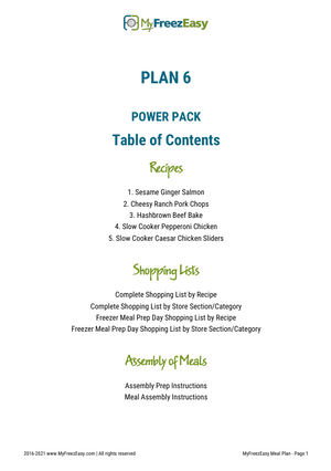 POWER PACK: 12 Months of Budget Freezer Meal Plans