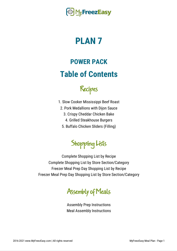 POWER PACK: 12 Months of Budget Freezer Meal Plans