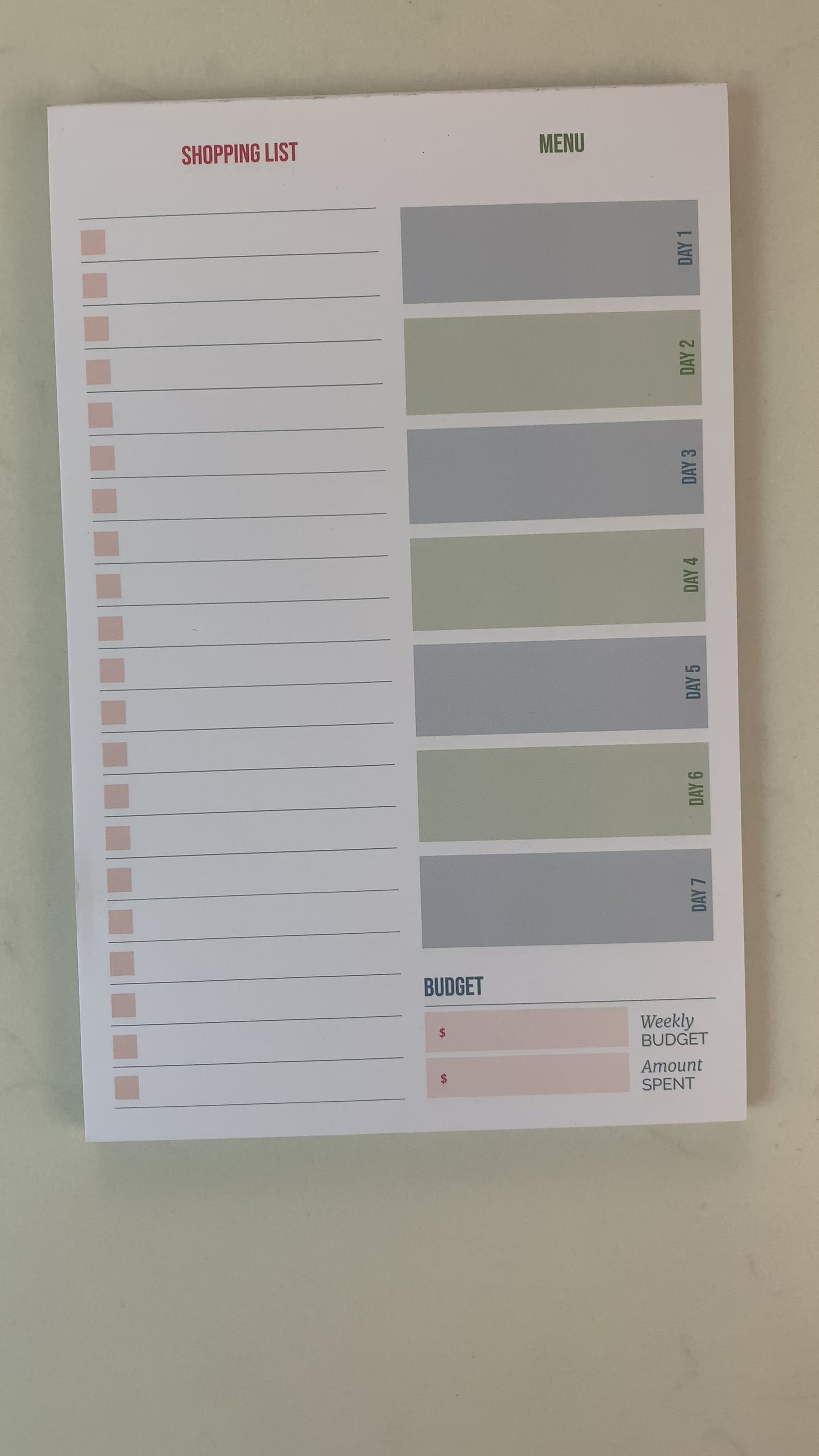 Video and Audio about Shopping List & Meal Plan Tearpad from Erin Chase