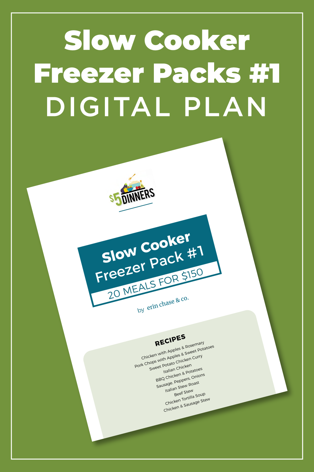 Slow Cooker Freezer Packs #1: DIGITAL PDF - Erin Chase Store