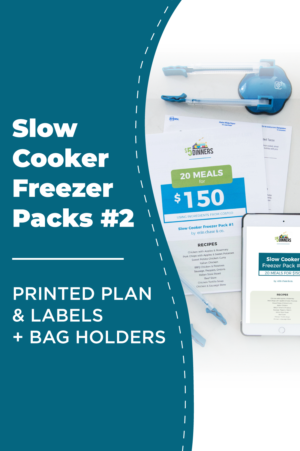 Slow Cooker Freezer Pack #2: DIGITAL & PRINTED PDF + BAG HOLDERS - Erin Chase Store
