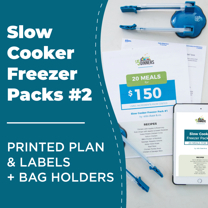 Slow Cooker Freezer Pack #2: DIGITAL &amp; PRINTED PDF + BAG HOLDERS - Erin Chase Store