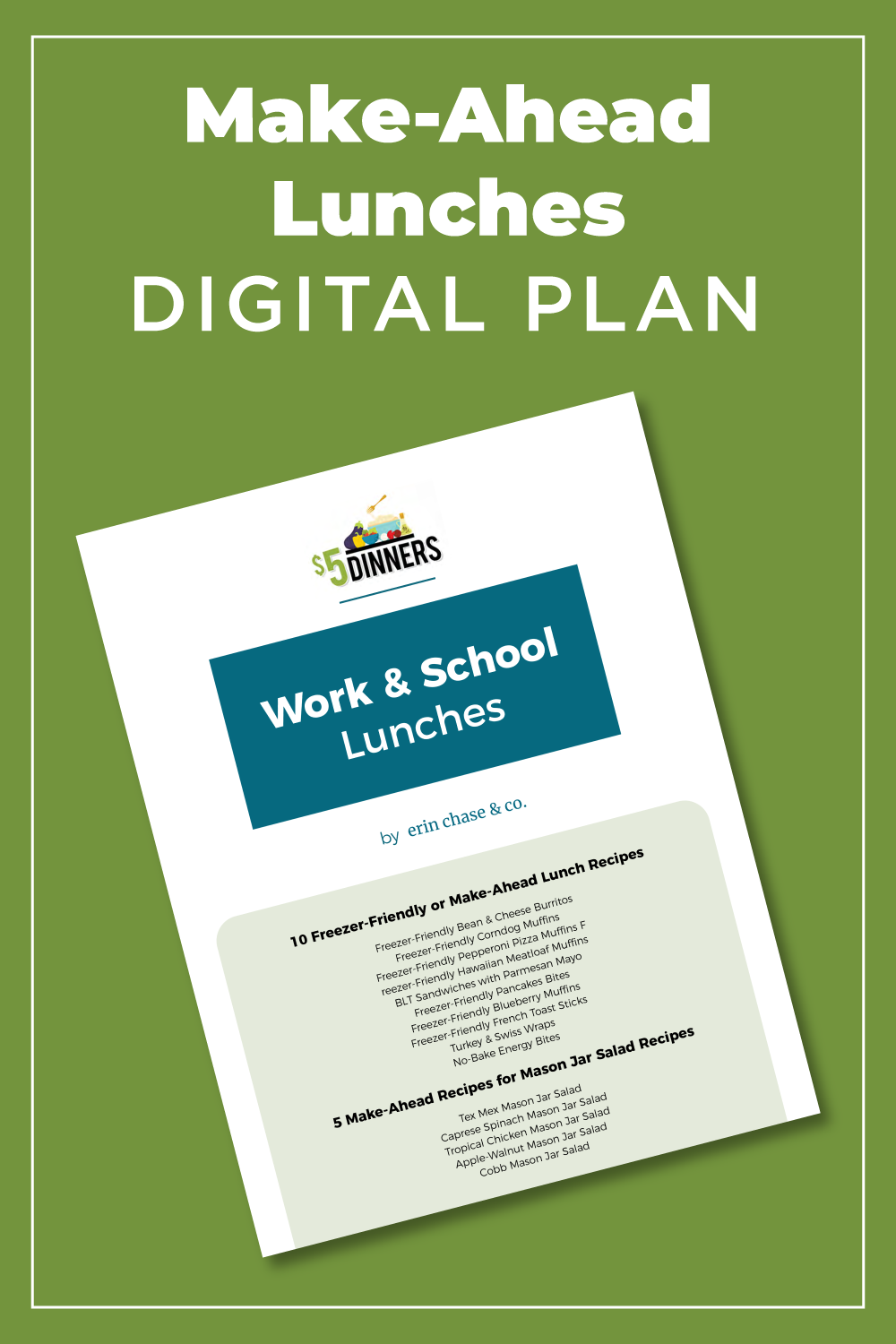 Work &amp; School Lunches: DIGITAL PDF - Erin Chase Store