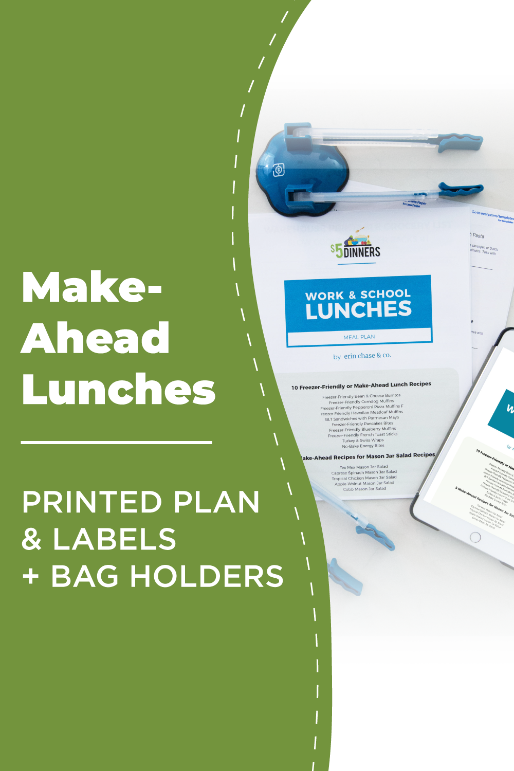 Work &amp; School Lunches: DIGITAL &amp; PRINTED PDF + BAG HOLDERS - Erin Chase Store