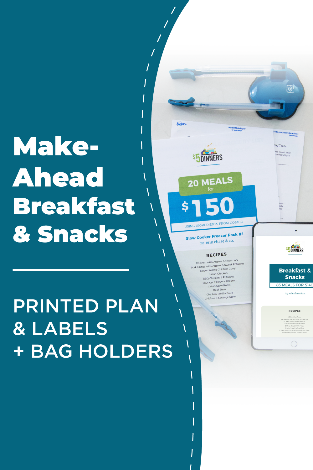 Breakfast & Snacks: DIGITAL & PRINTED PDF + BAG HOLDERS - Erin Chase Store
