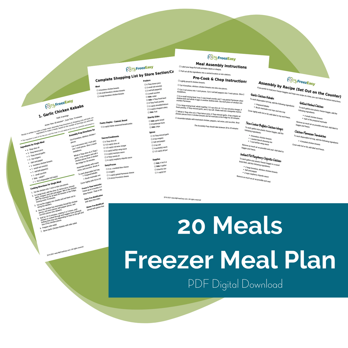 PDF - The 20 Meals Freezer Meal Plan - Erin Chase Store