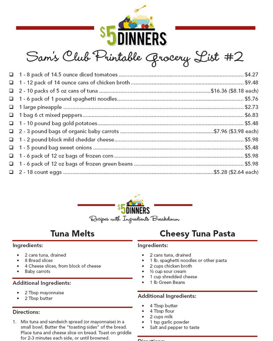 20 Meals for $150 - Sam's Club Meal Plan #2 - Erin Chase Store