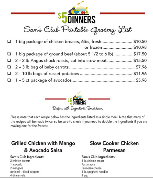 20 Meals for $150 - Sam's Club Meal Plan #1 - Erin Chase Store