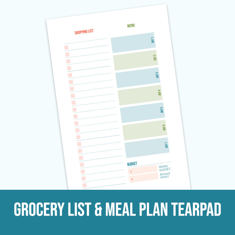 Grocery List &amp; Meal Plan Tearpad - Erin Chase Store