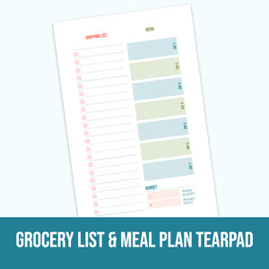 grocery list and meal plan tearpad