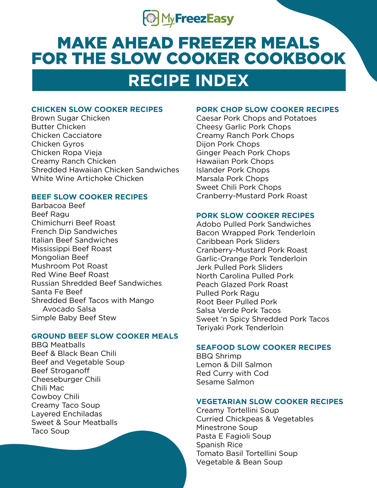 Cookbook - Freezer to Slow Cooker Meals - Erin Chase Store