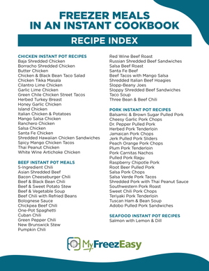 recipe index for instant pot cookbook
