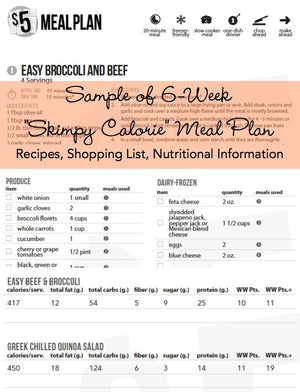 sample of 6 week skimpy calorie meal plan
