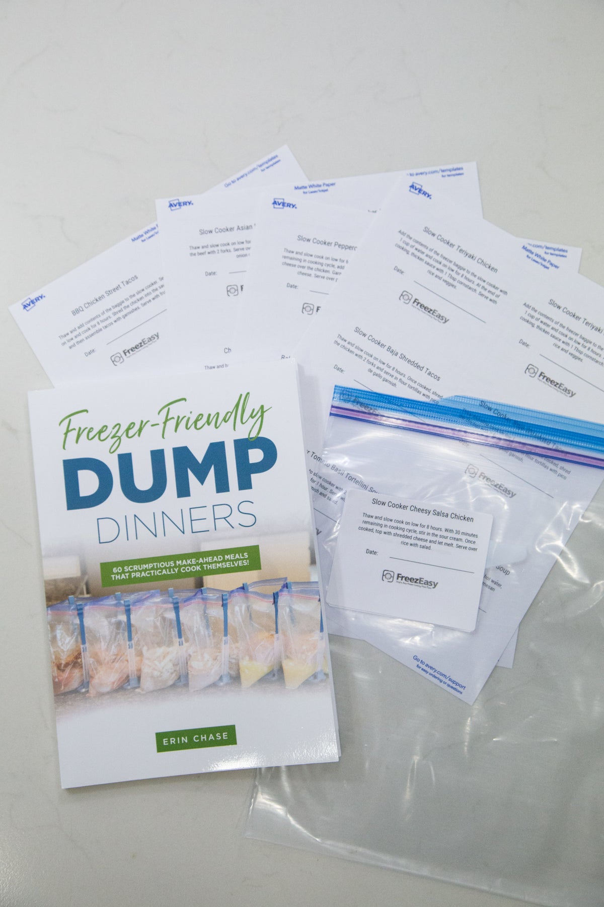Book &amp; Labels Kit for Dump Dinners Freezer Meals - Erin Chase Store