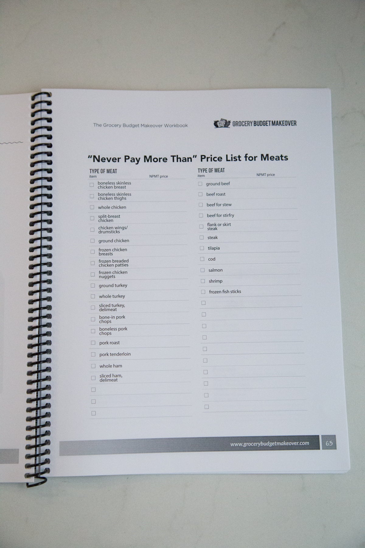 Grocery Budget Makeover Workbook - Erin Chase Store