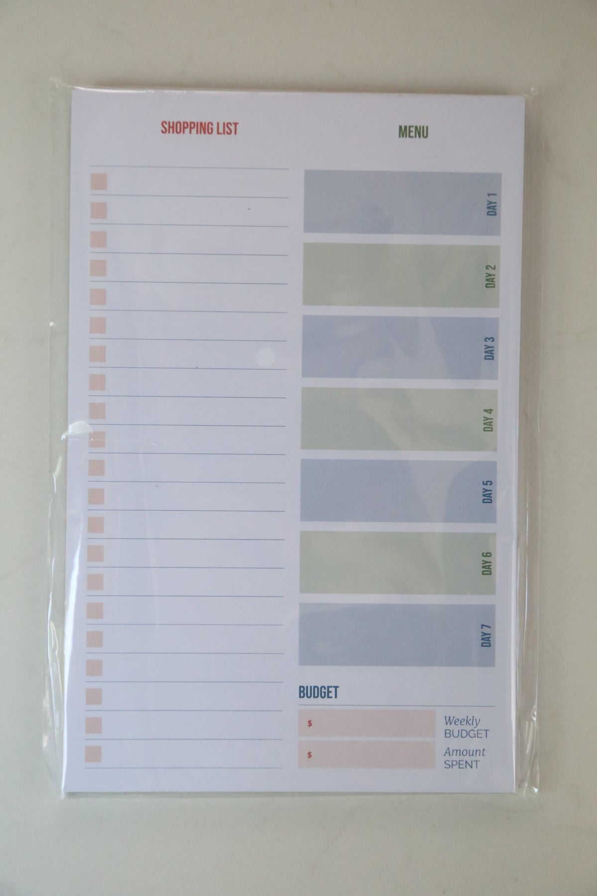 Grocery List &amp; Meal Plan Tearpad - Erin Chase Store