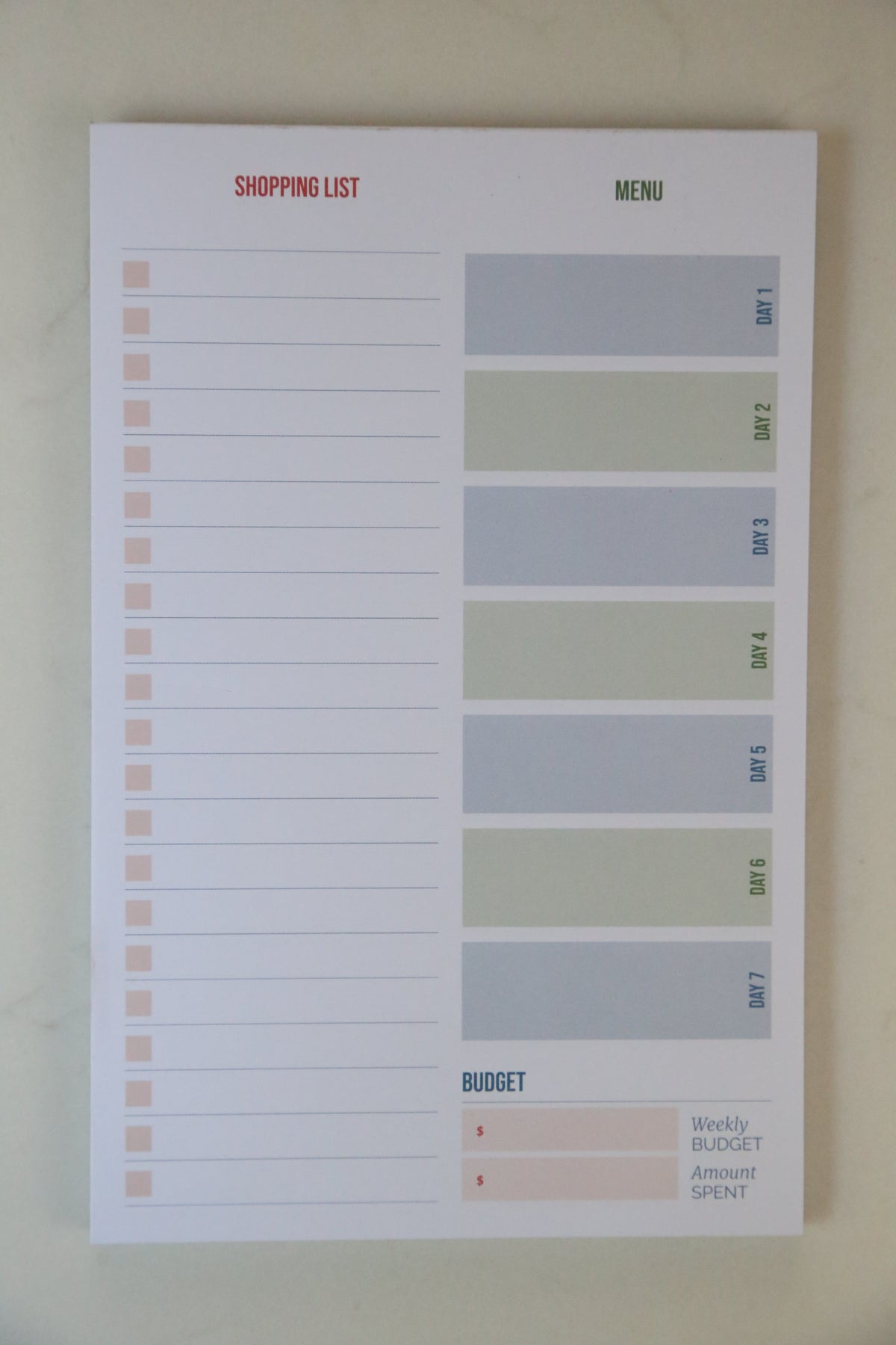 Grocery List &amp; Meal Plan Tearpad - Erin Chase Store