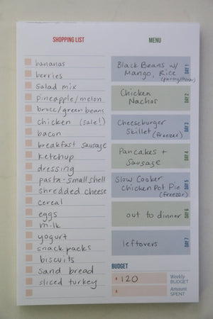 Example Grocery List and Meal Plan Tearpad from Erin Chase