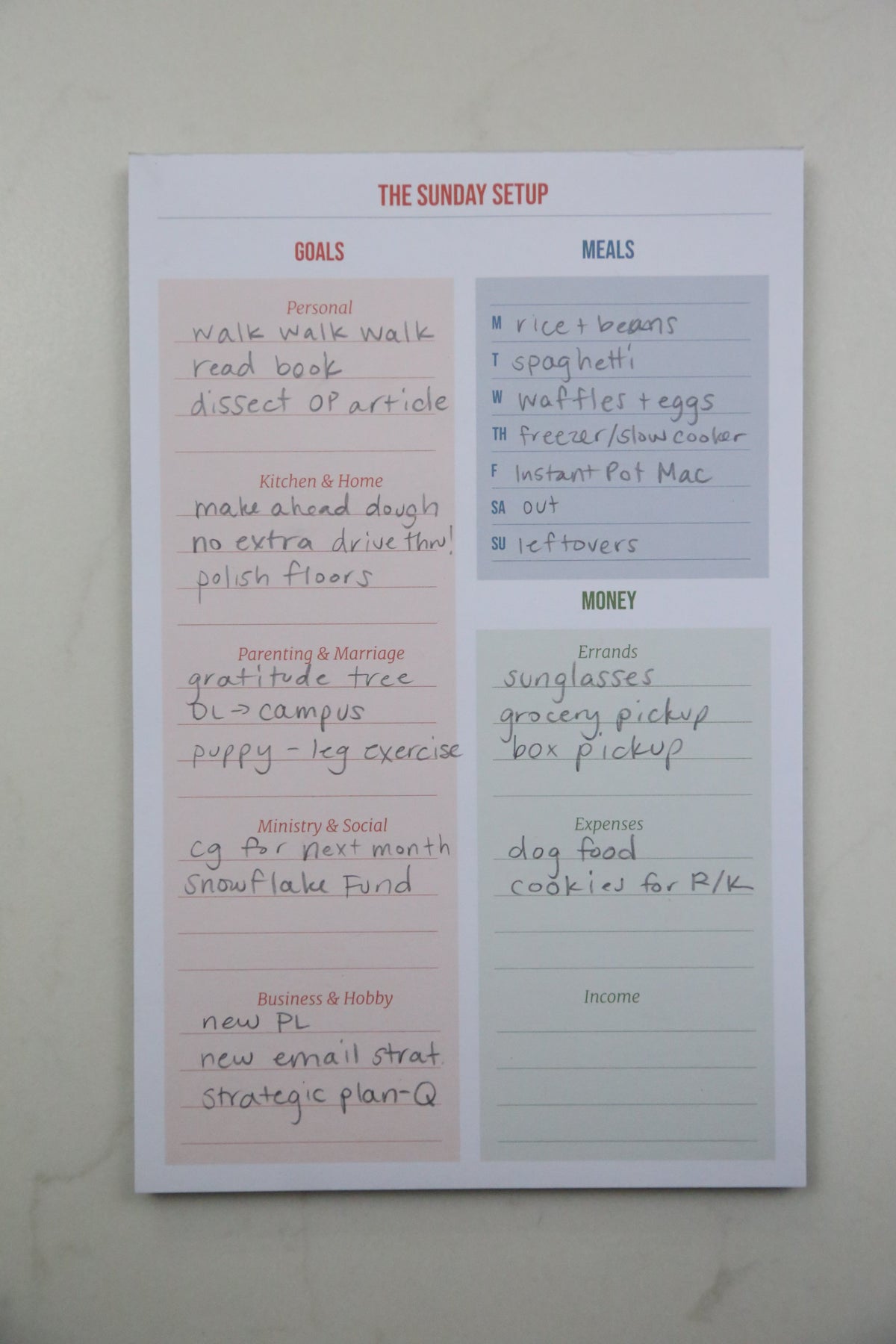 Sunday Setup Tearpad - Erin Chase Store