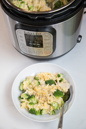 chicken broccoli cheesy rice from instant pot cookbook