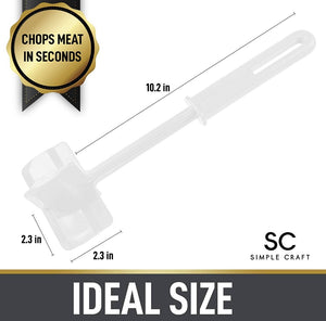 meat chopper chops meat in seconds and is an ideal size. 10.2 inches long