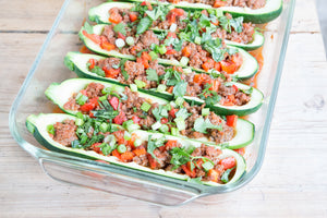 paleo taco zucchini boats from real food cookbook erin chase