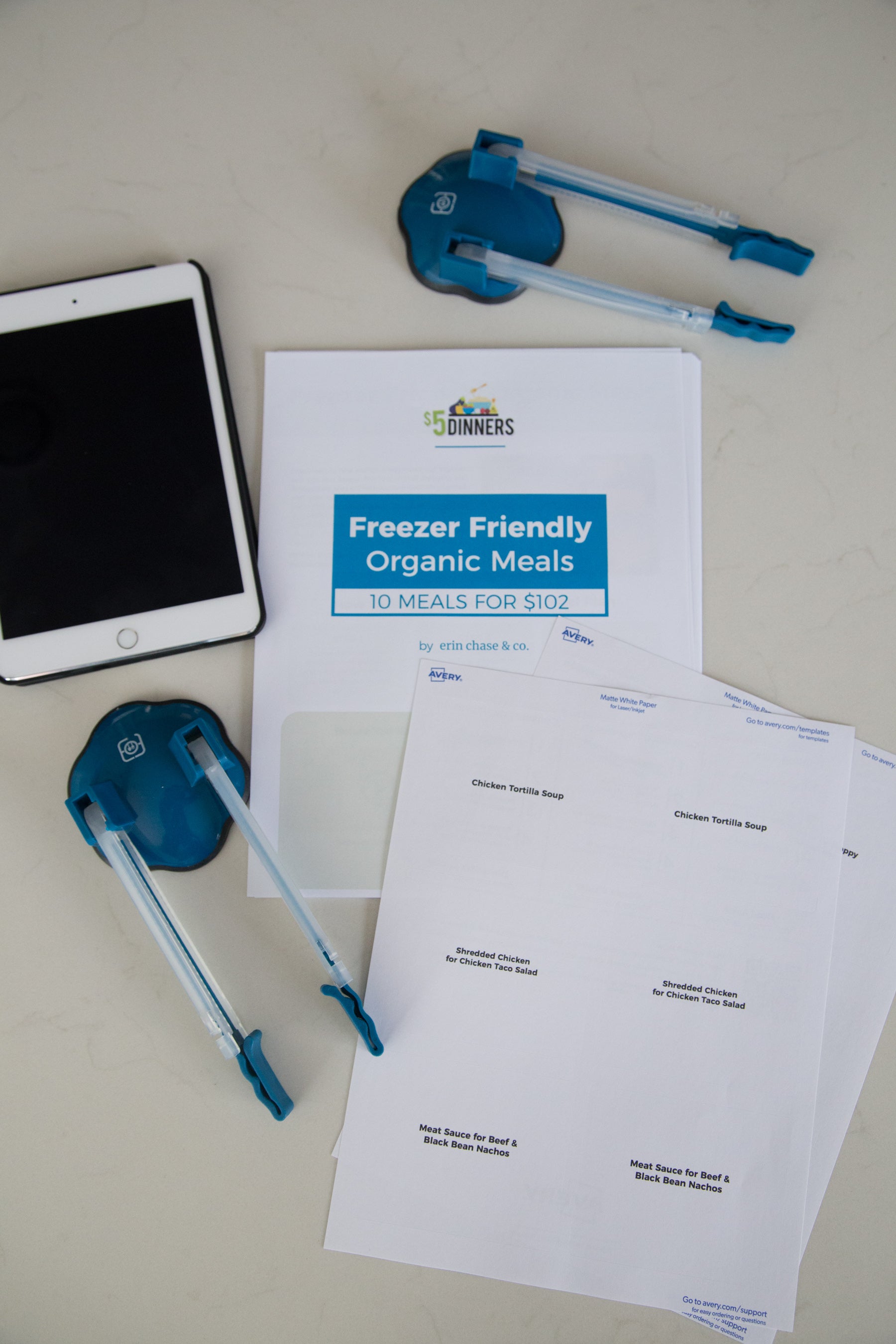 Freezer Friendly Organic Meals: DIGITAL & PRINTED PDF + BAG HOLDERS - Erin Chase Store