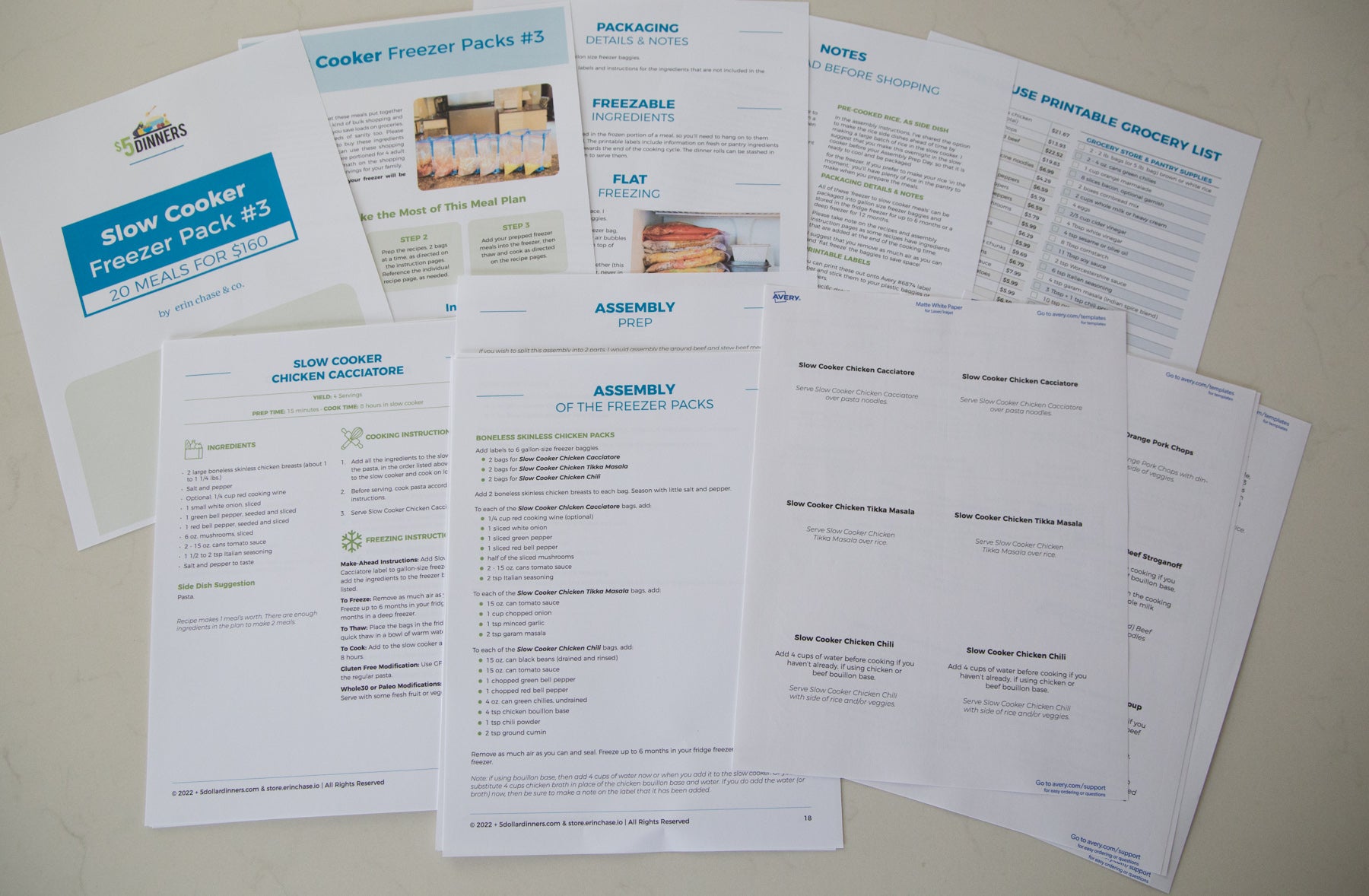 Slow Cooker Freezer Packs #3: DIGITAL & PRINTED PDF + BAG HOLDERS - Erin Chase Store