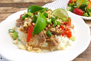 slow cooker shredded pork with thai peanut sauce recipe