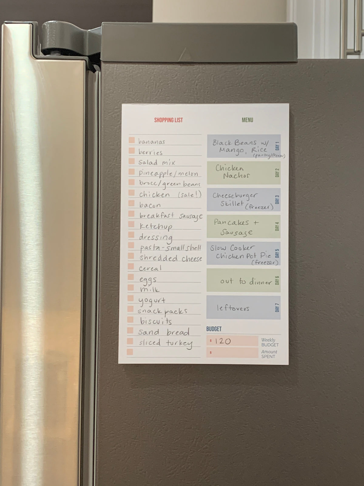 Grocery List &amp; Meal Plan Tearpad - Erin Chase Store