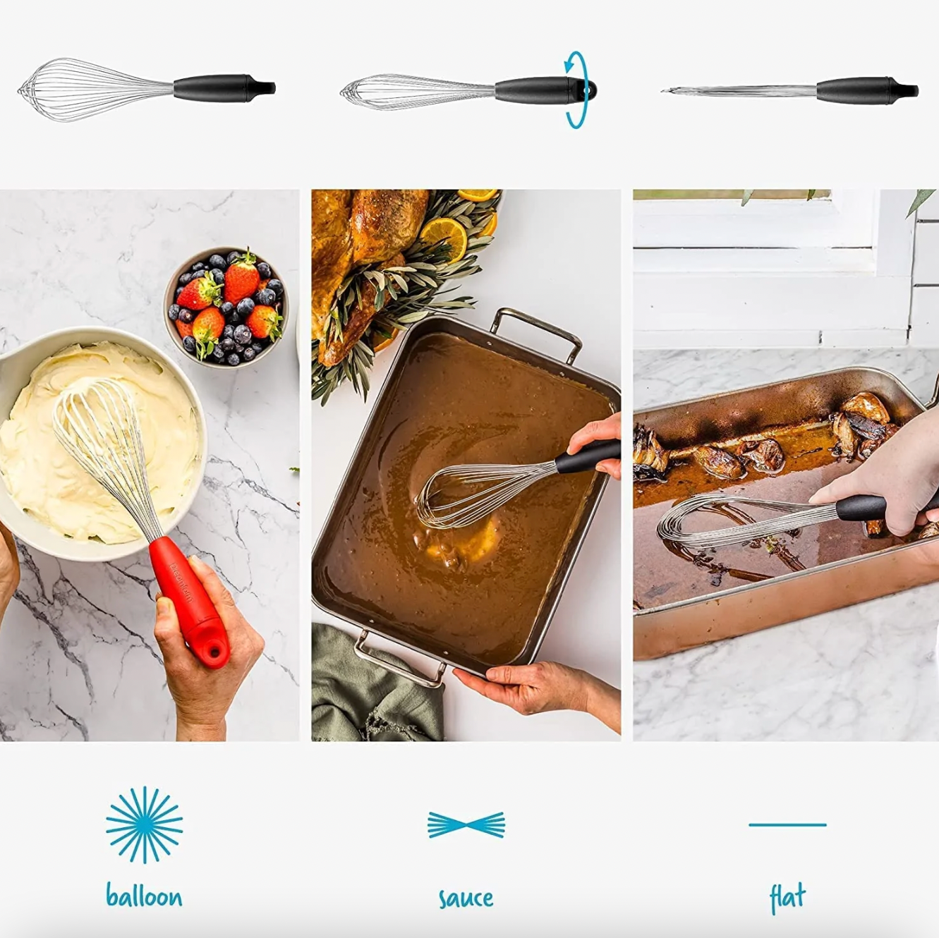 FLISK - 3-n-1 Balloon, Sauce & Flat Whisk - Erin Chase Store